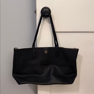 Tory Burch Black Pebbled Leather Tote